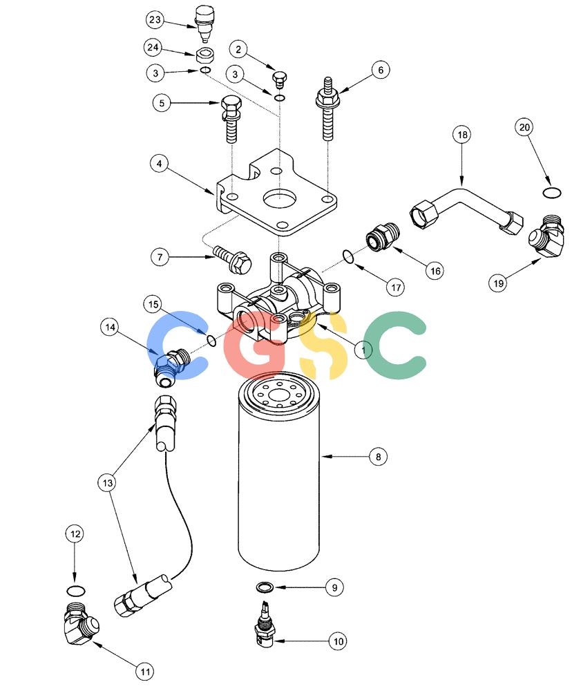 凯斯零件查询(FLX3300B) - FLOATER - 2002 (9/02-10/03) (02-046) - FUEL FILTER AND CONNECTIONS Case Agriculture
