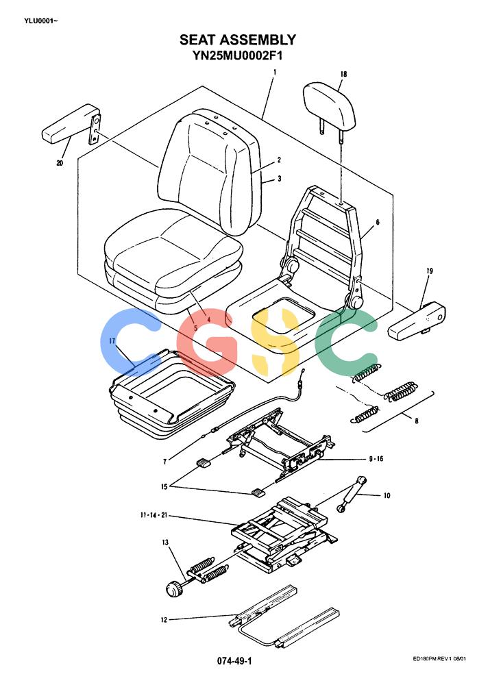 神钢零件查询(ED180) - BLADE RUNNER EXCAVATOR/DOZER ASN YLU0001 (1/99-12/01) (02-005) - SEAT ASSEMBLY Kobelco