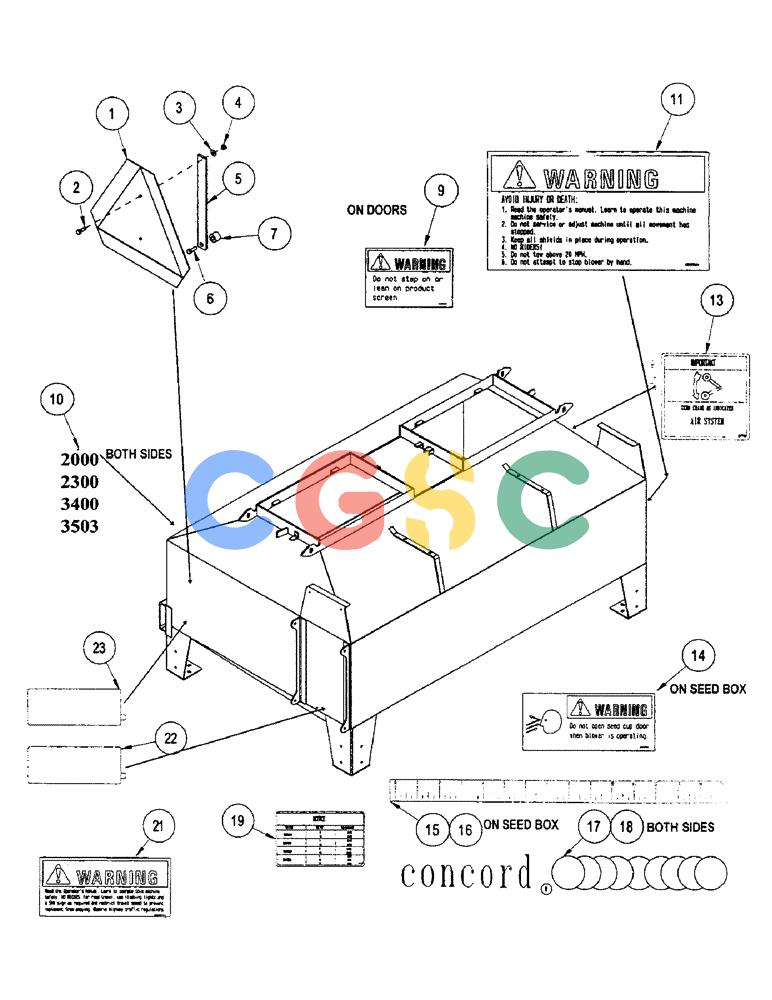 凯斯零件查询(3503) - CONCORD AIR SYSTEM (1/96-12/00) (E56) - DECALS - GREEN Case Agriculture