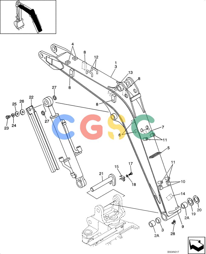 纽荷兰零件查询(E15) - COMPACT CRAWLER EXCAVATOR (N.A.) (1/06-) (09-26[00]) - BOOM ASSY New Holland Constructuion