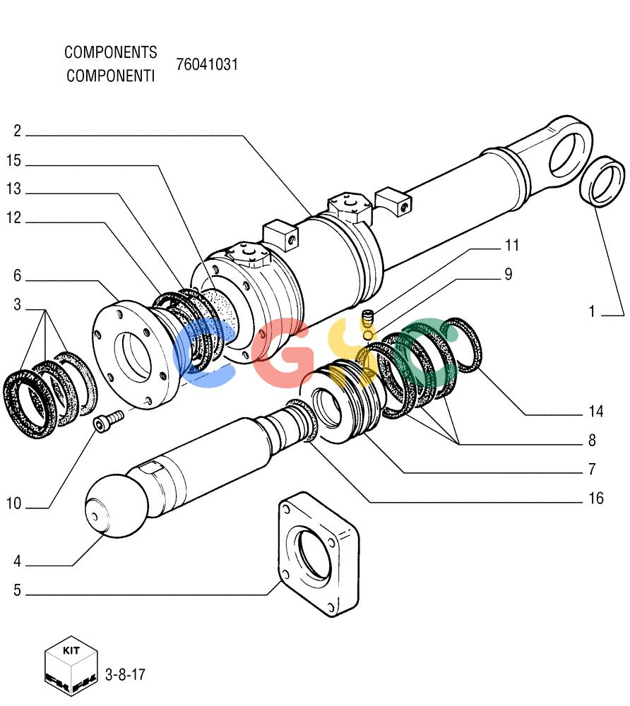 纽荷兰零件查询(FD255) - CRAWLER DOZER (N.A. VERSION) (7/95-) (9.470[2A]) - TILT CYLINDER - FRONT IMPLEMENT - OPTIONAL CODE 76030395 New Holland Constructuion