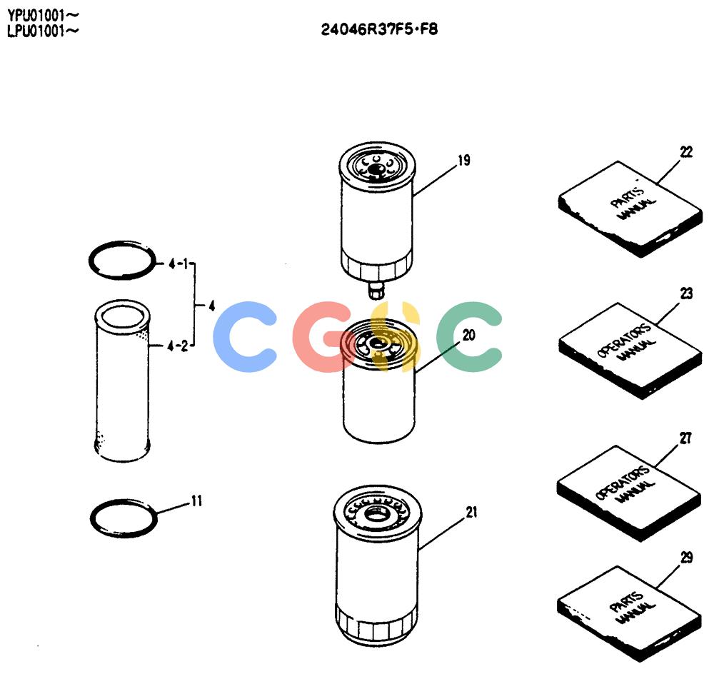 神钢零件查询(SK130LC) - EXCAVATOR BTW YPU1001 - YPU2000 (1/98-12/98) (11-005) - REPLACEMENT FILTER KIT(ELEMENT KIT) Kobelco