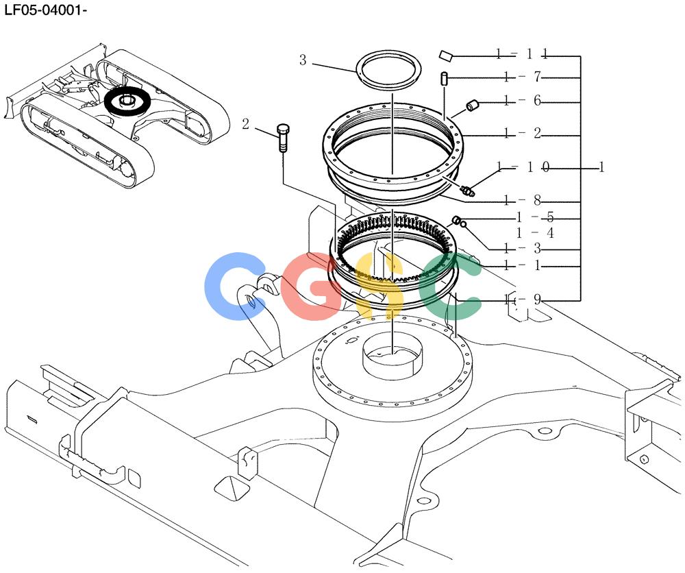 纽荷兰零件查询(E80BMSR) - CRAWLER EXCAVATOR ASN LF05-04001 - (N8TA18060) (340-01[1]) - RING ASSY, SLEWING New Holland Constructuion