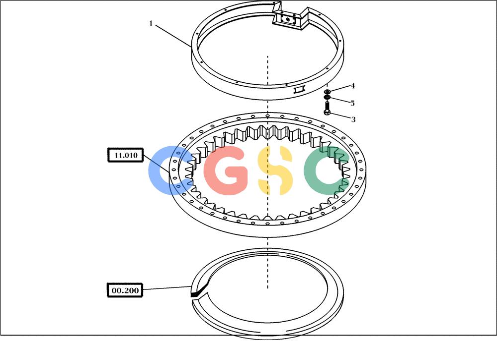纽荷兰零件查询(EC450) - CRAWLER EXCAVATOR (SN: 750001-UP) (11/99-) (36.510[001]) - COVER SWING BEARING INSTALL.MATERIAL (S/N 750001-UP) New Holland Constructuion