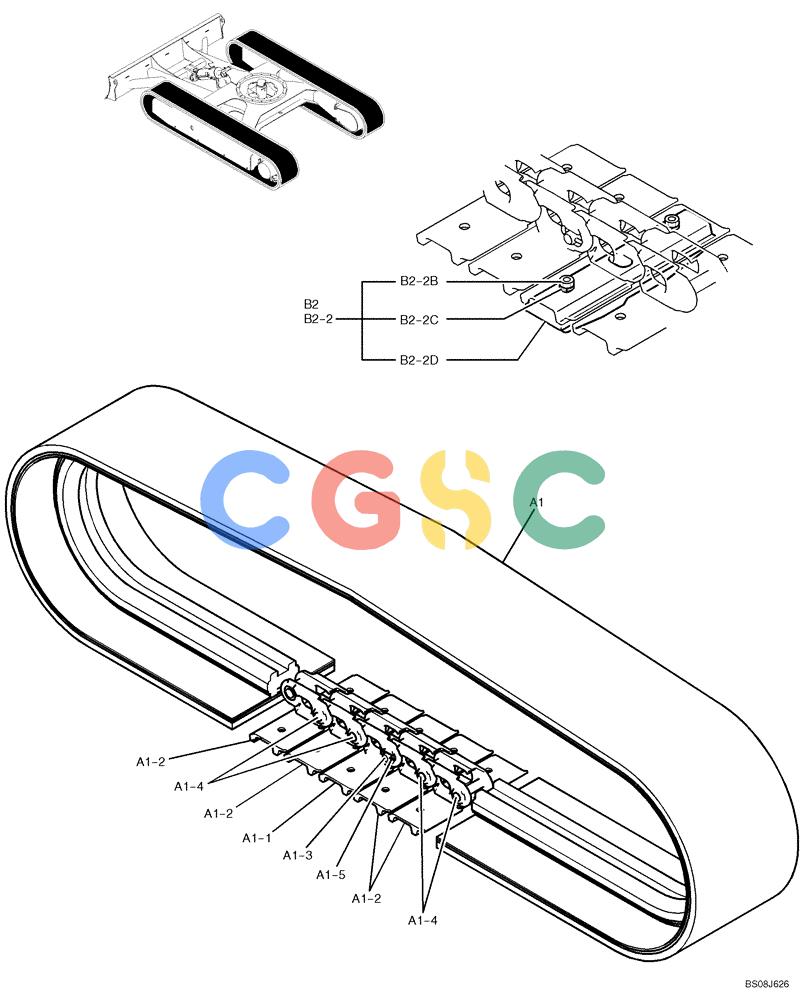 纽荷兰零件查询(E35SR) - COMPACT CRAWLER EXCAVATOR ASN PX13-15001 (N6TN61732) (NA) (1/06-) (02-008) - SHOE ASSY, P/N PX60D00019F1 New Holland Constructuion