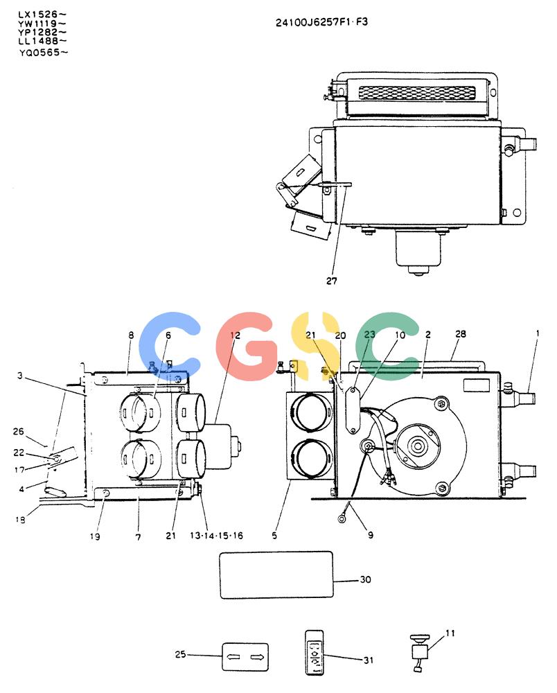 神钢零件查询(K909LC) - MARK II EXCAVATOR ASN LL1488 (1/87-12/03) (05-012) - HEATER ASSY Kobelco