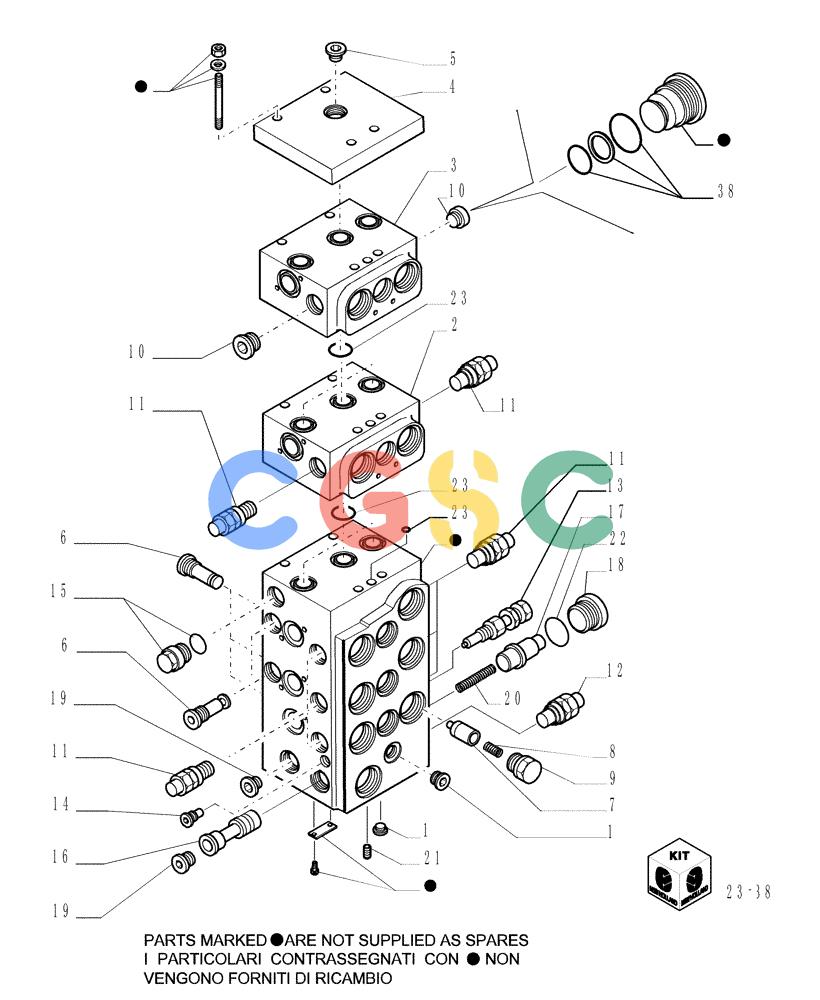 纽荷兰零件查询(DC150.B) - CRAWLER DOZER TIER 2 (3/03-) (3.436[02]) - EQUIPMENT CONTROL VALVE - VERSION (01-02-03) New Holland Constructuion
