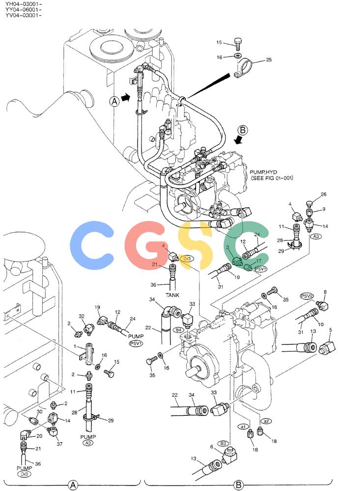 神钢零件查询(DOZER) - ATTACHMENT - SK115SR-1E, -1ES, SK135SR-1E, LC-1E, LC-1ES (1/02-12/03) (01-008) - CONTROL LINES, REMOTE, P/N YY06H00007F2 Kobelco