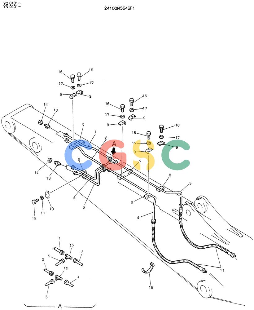 神钢零件查询(EXTRA) - AND BREAKER ATTACHMENT - K907 II ASN YN0101 & K907LC II ASN YQ0101 (1/88-12/06) (04-004) - INSTAL HYD LINES, ARM, 2.94M (EXTRA) Kobelco
