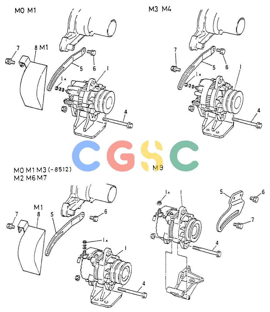 神钢零件查询(8DC9-T) - MITSUBISHI DIESEL ENGINE - K914 & K975 (1/79-12/06) (04-003) - ALTERNATOR GENERAL 050-130A Kobelco