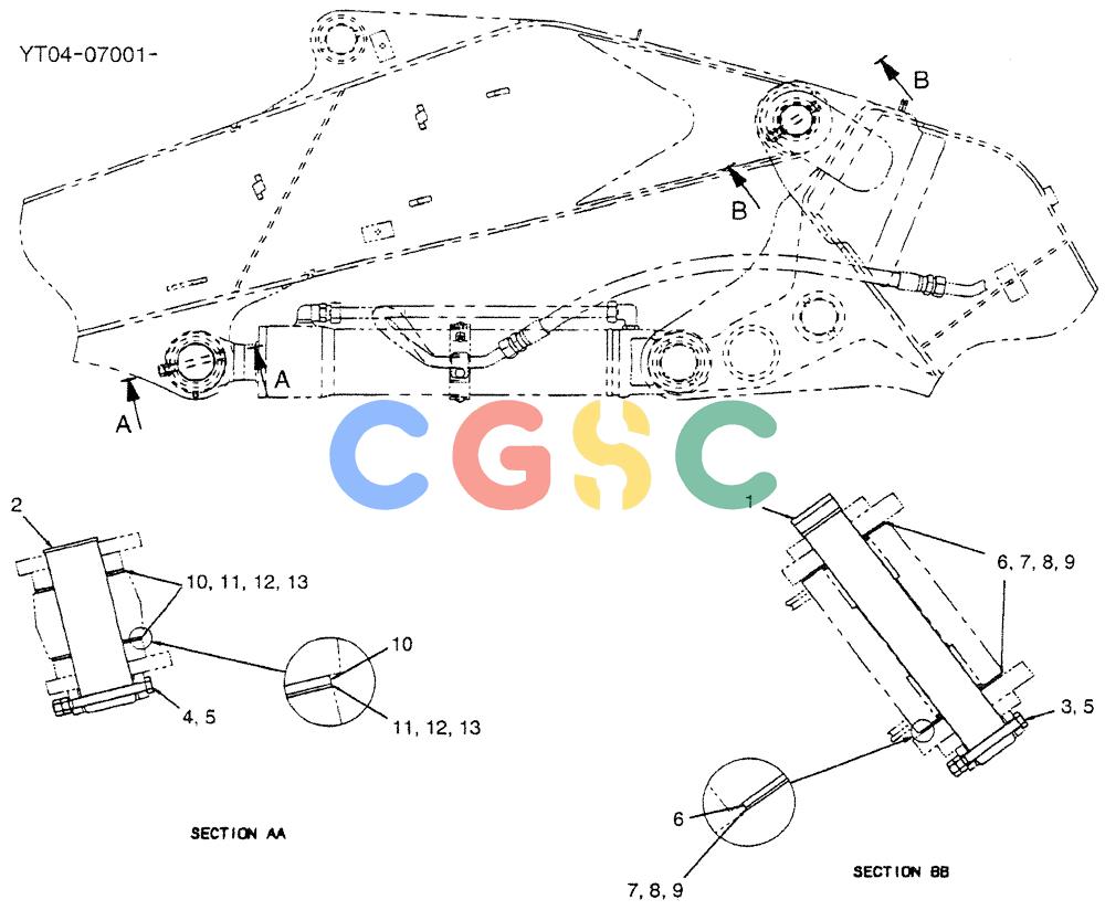 神钢零件查询(BOOM) - ATTACHMENT, (2 PIECE) - SK70SR-1E & SK70SR-1ES ASN YT04-07001 (1/04-12/12) (02-004) - BOOM FRONT INSTAL Kobelco