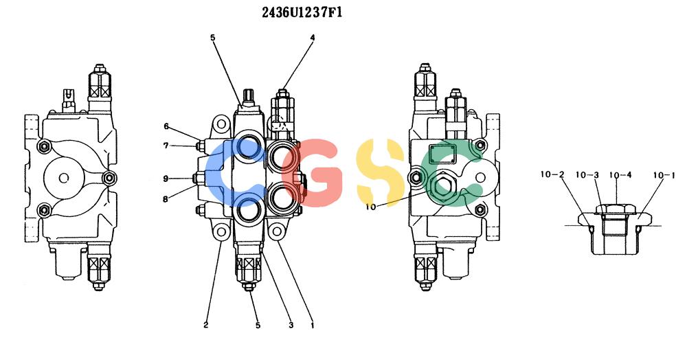 神钢零件查询(K904) - MARK II EXCAVATOR ASN YW1119 (1/88-12/03) (11-026) - VALVE ASSY, CONTROL, P/N 2436U1237F1 Kobelco