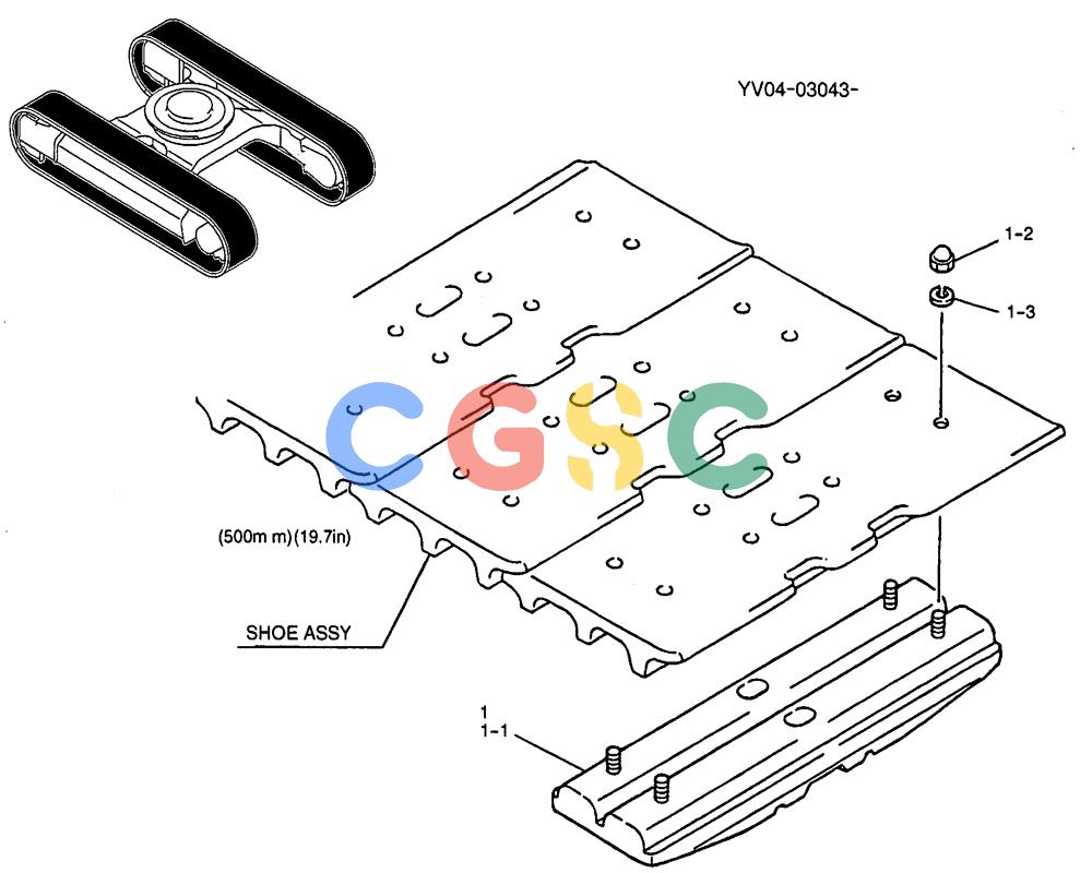 纽荷兰零件查询(E115SR) - CRAWLER EXCAVATOR ASN YV04-03043 (02-021) - SHOE ASSY P/N YY60D00018F2 New Holland Constructuion