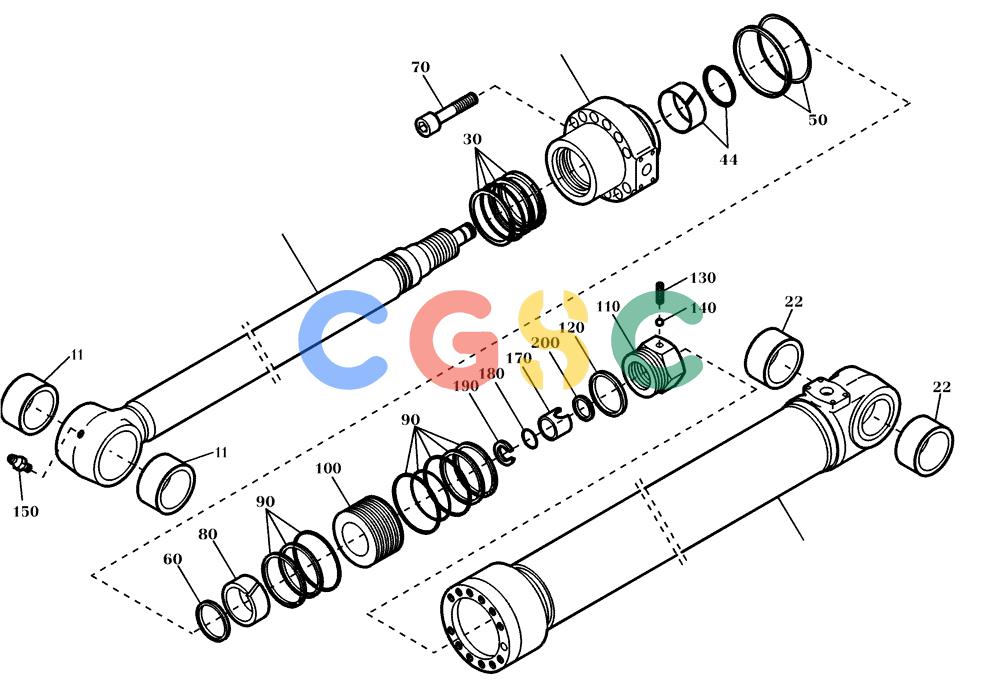 纽荷兰零件查询(EC240) - CRAWLER EXCAVATOR (5/00-) (24.032[002]) - ARM (STICK) CYLINDER (S/N 724025-UP) New Holland Constructuion