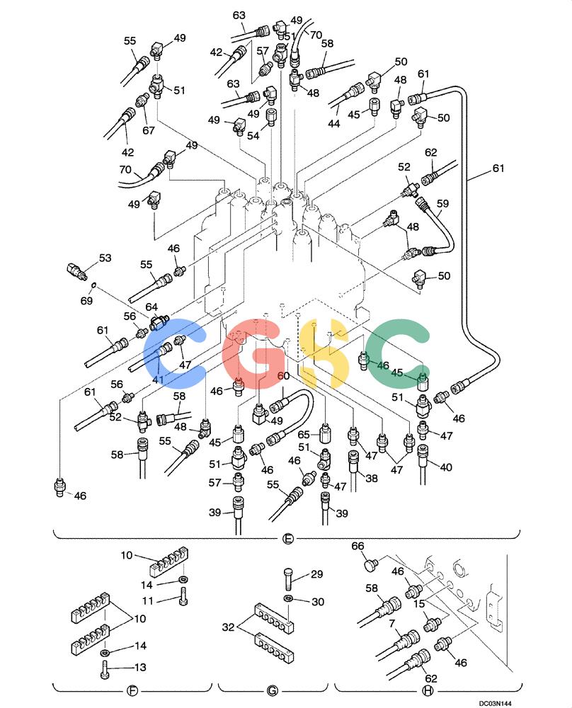 纽荷兰零件查询(EH215) - CRAWLER EXCAVATOR (9/03-) (08 -20[00]) - HYDRAULICS - PILOT CONTROL LINES, REMOTE CONTROL, BREAKER New Holland Constructuion