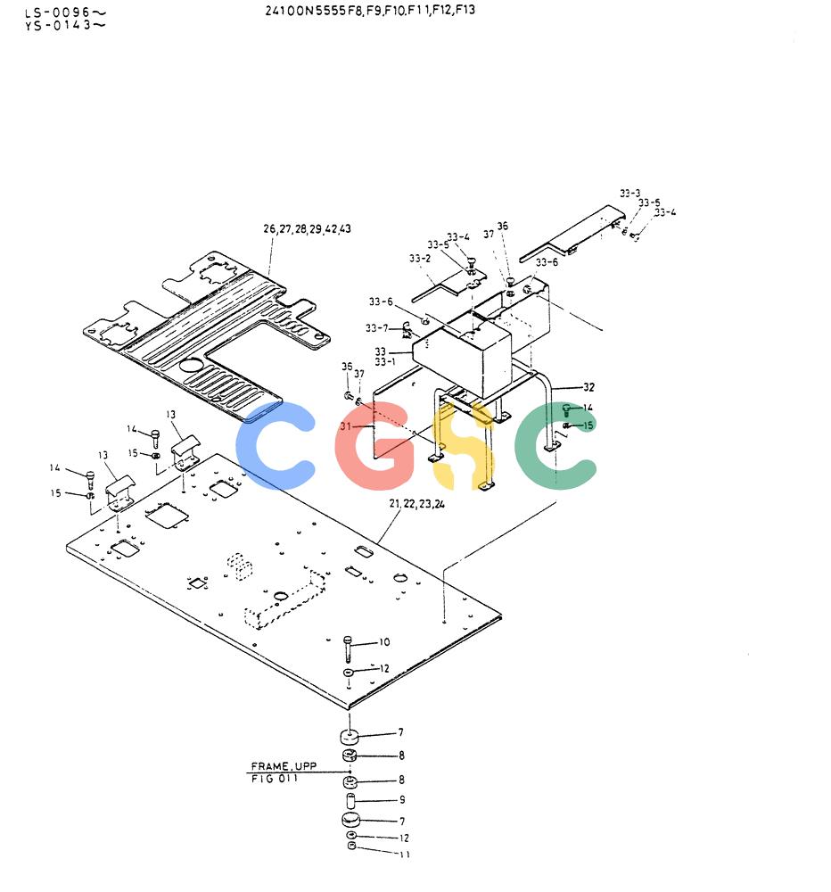 神钢零件查询(K916LC) - EXCAVATOR ASN YS0119 (1/87-12/03) (02-008) - PLATE ASSY,FLOOR(FOR LONG CONTROL TYPE)(P/N 24100N5555F8,F9,F10,F11,F12,F13) Kobelco