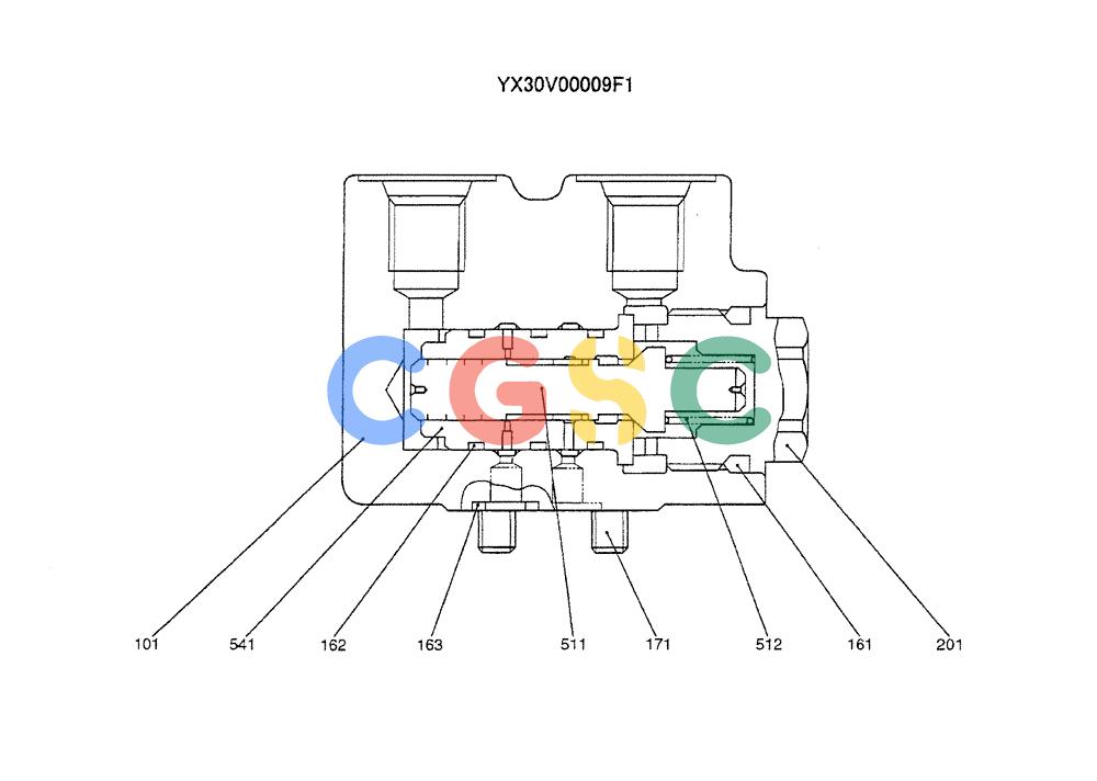 神钢零件查询(ED150-1E) - BLADE RUNNER EXCAVATOR/DOZER ASN YL05-00555 (11/03-12/04) (09-050) - VALVE ASSY, LOCK Kobelco