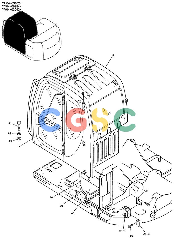 纽荷兰零件查询(E135SR) - CRAWLER EXCAVATOR ASN YY04-06254 (01-036) - CAB INSTAL New Holland Constructuion