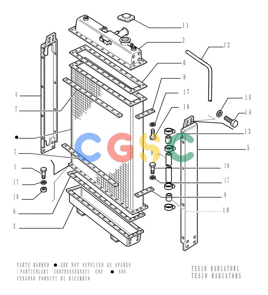 纽荷兰零件查询(FD175) - CRAWLER DOZER (N.A. VERSION)(S/N 061640 & AFTER) (1/93-) (0.550[04]) - WATER RADIATOR - COMPONENTS New Holland Constructuion