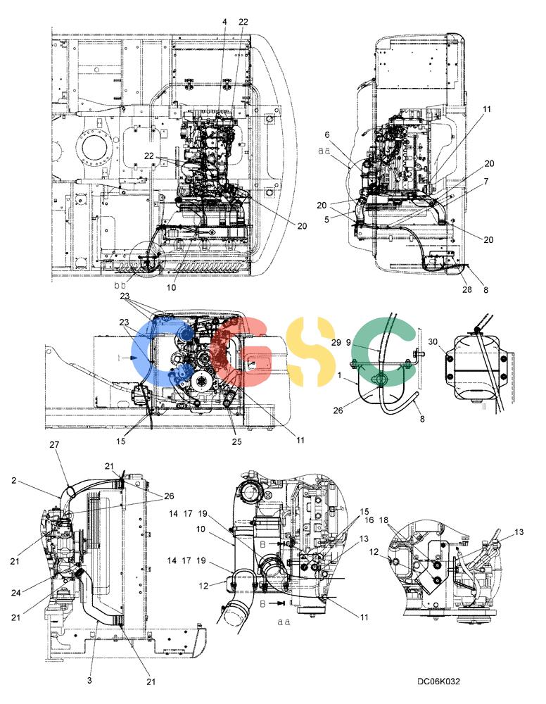 纽荷兰零件查询(E215B) - CRAWLER EXCAVATOR - TIER 3 (NA) - ASN N7DA21001 (1/07-) (1.006[00]) - RADIATOR GROUP (YN05P00064F1) New Holland Constructuion
