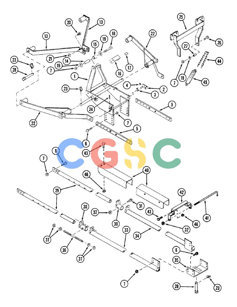 凯斯零件查询(56FTS) - CASE SNOW THROWER (1/86-12/92) (42) - MOUNTING BRACKETS AND PTO SHIELD Case Agriculture