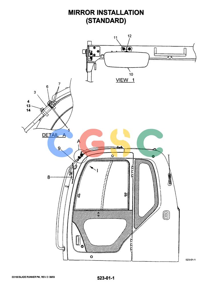 神钢零件查询(ED190LC-6E) - BLADE RUNNER EXCAVATOR/DOZER BTW YL03U0136 - YL03U0292 (1/05-12/06) (05-002) - MIRROR INSTALLATION (STANDARD Kobelco