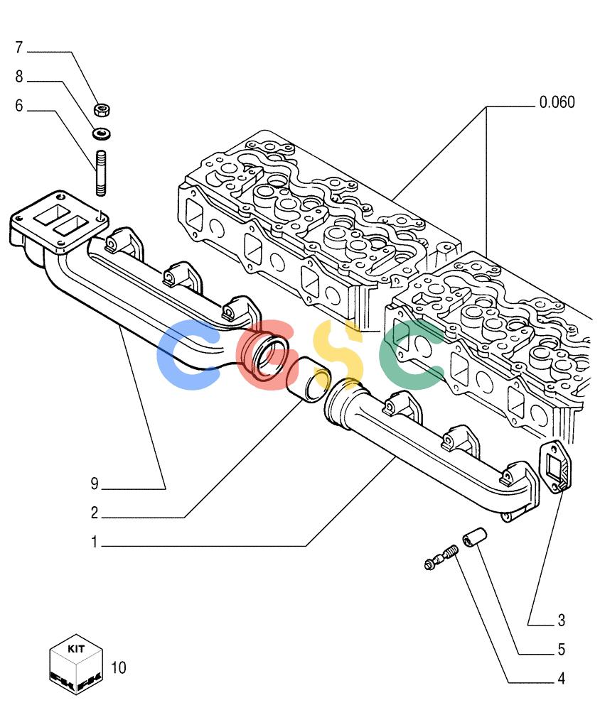 纽荷兰零件查询(FD255) - CRAWLER DOZER (N.A. VERSION) (7/95-) (0.077[01]) - EXHAUST MANIFOLD New Holland Constructuion
