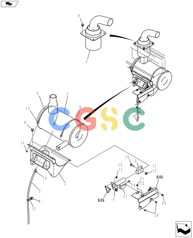 纽荷兰零件查询(E70BSR) - COMPACT CRAWLER EXCAVATOR ASN YT06-18001 (01-011[00]) - MUFFLER ASSEMBLY New Holland Constructuion
