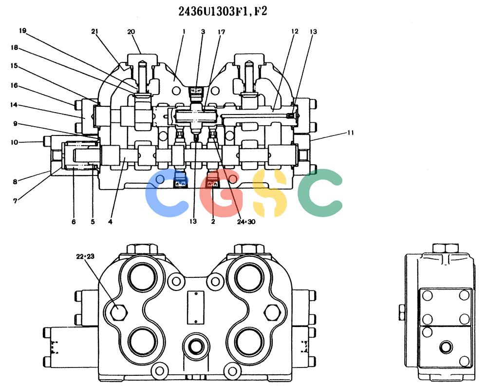 神钢零件查询(K904) - MARK II EXCAVATOR ASN YW1119 (1/88-12/03) (11-033) - VALVE ASSY, FLOW-DIVIDED Kobelco