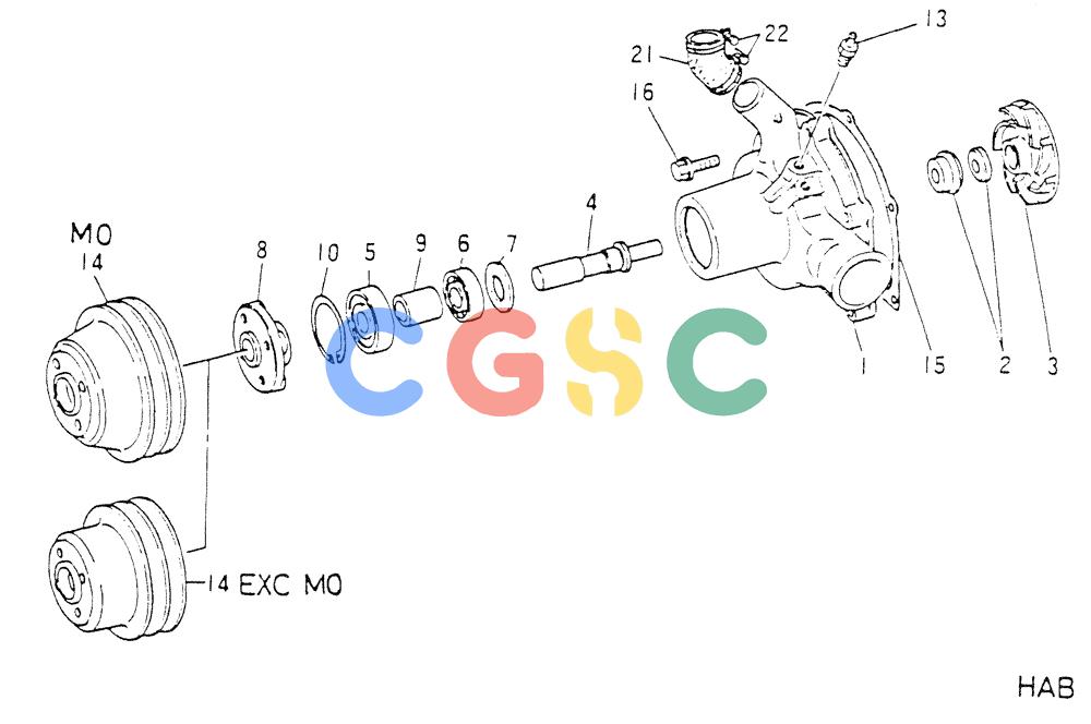 神钢零件查询(6D16-T) - MITSUBISHI DIESEL ENGINE - K907 & MD180LC (1/87-12/06) (02-001) - WATER PUMP Kobelco