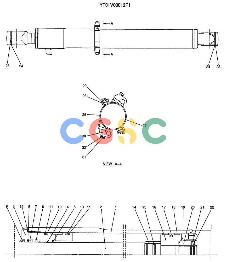纽荷兰零件查询(E70SR) - MIDI CRAWLER EXCAVATOR ASN YT04-07175 (07-038) - CYLINDER ASSY, BOOM (OFFSET BOOM) New Holland Constructuion