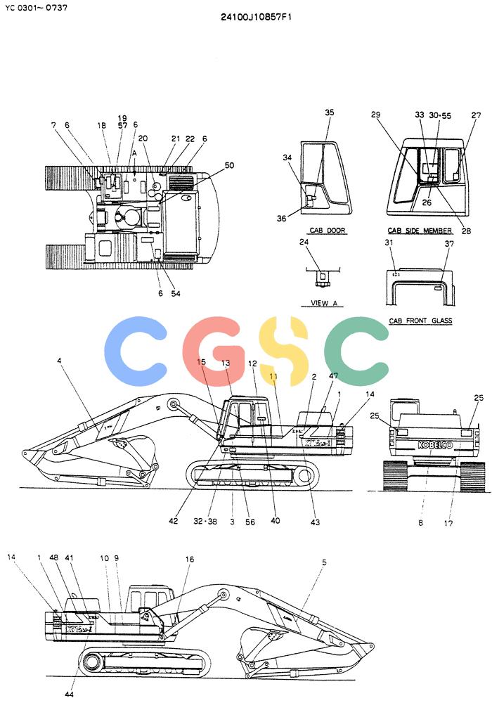 神钢零件查询(K912LC) - MARK II EXCAVATOR ASN YC0301-0737 (1/88-12/03) (10-001) - LABEL, NAME-PLATE Kobelco