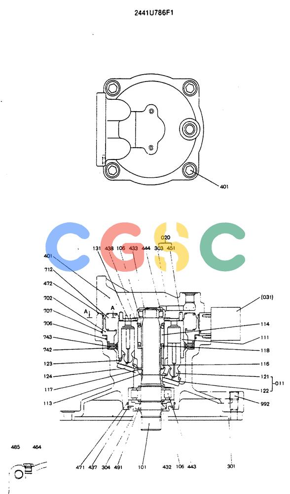 神钢零件查询(MD240C) - EXCAVATOR BTW LLU0301 - LLU0600 (1/80-12/06) (13-001) - MOTOR ASSY (SWING) - 244U786F1 Kobelco