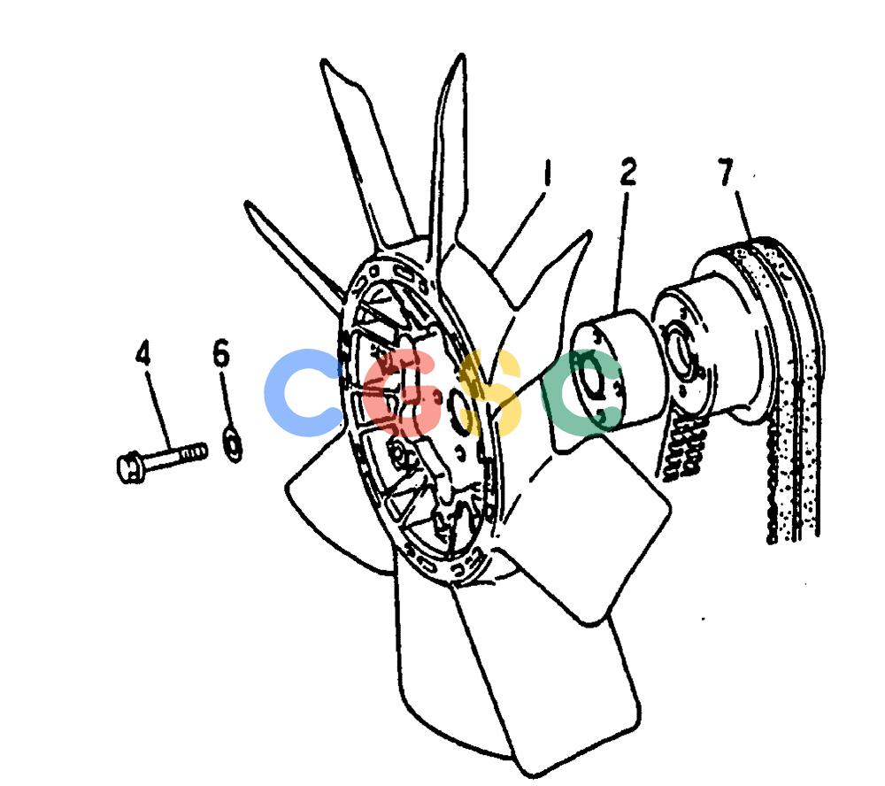 神钢零件查询(MD240C) - EXCAVATOR BTW LLU0301 - LLU0600 (1/80-12/06) (17-026) - FAN & PULLEY - 030-190G Kobelco