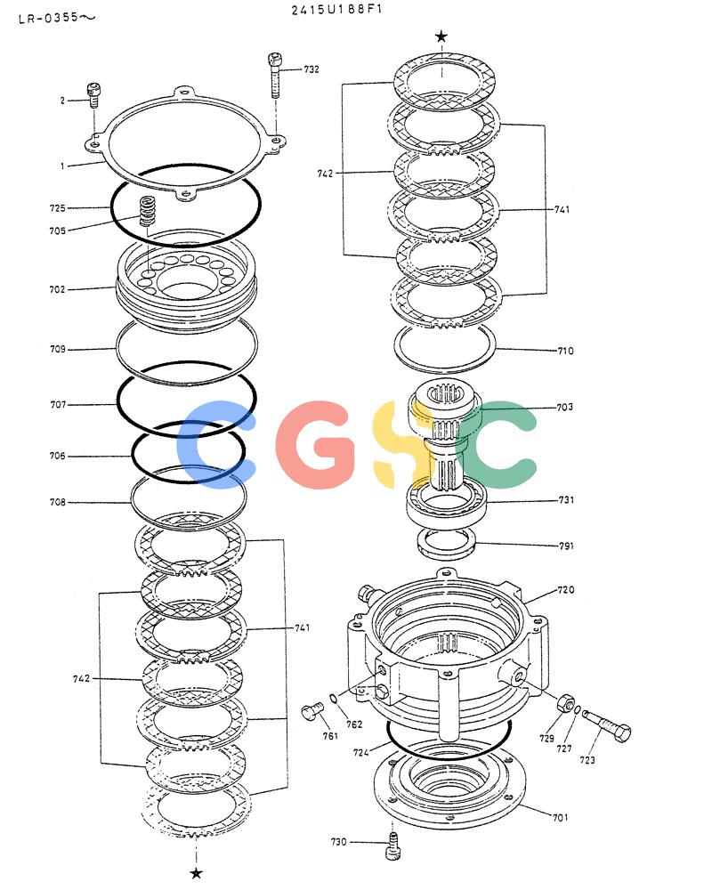 神钢零件查询(K914) - EXCAVATOR ASN LR-0143 (1/79-12/03) (04-011) - BRAKE ASSY, PARKING (FOR NORTH EUROPE) Kobelco