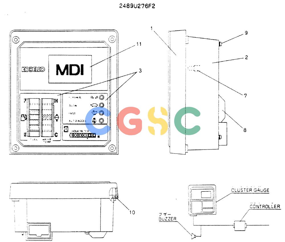 神钢零件查询(MD200C) - EXCAVATOR BTW YQU0701 - YQU2000 (1/80-12/06) (05-010) - CLUSTER, GAUGE Kobelco