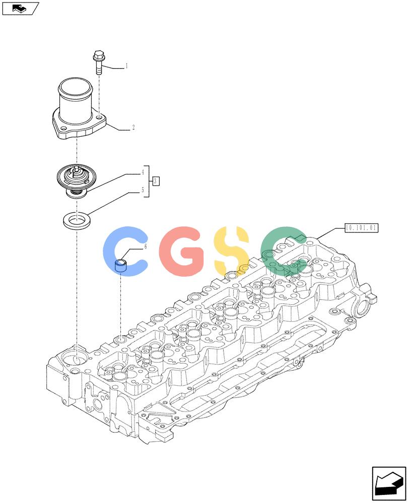 神钢零件查询(F4HFE613F E003) - ENGINE 5801398291 - 84359538 (1/12-) (10.402.01[02]) - THERMOSTAT - ENGINE COOLING SYSTEM (504020929 - 504320542 - 4891509) Kobelco