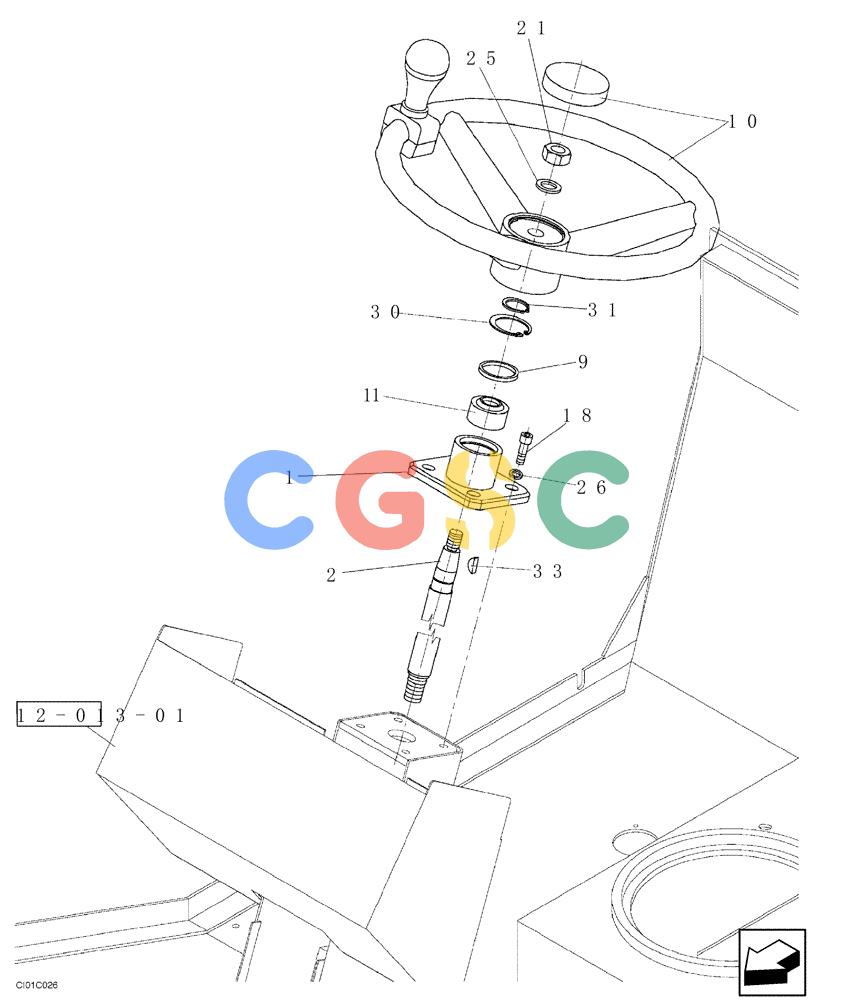 纽荷兰零件查询(CV1100) - VIBRATORY ROLLER (7/01-) (06-001-00[01]) - STEERING WHEEL AND FIXED STEERING COLUMN New Holland Constructuion