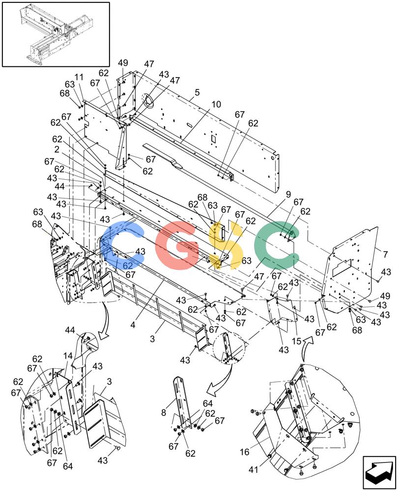 凯斯零件查询(SB521) - SMALL SQUARE BALER (8/08-12/15) (60.220.03) - FEEDER, REAR Case Agriculture