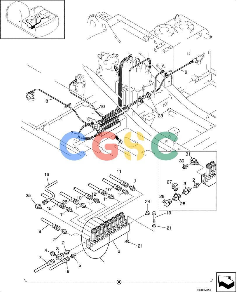 纽荷兰零件查询(EH215) - CRAWLER EXCAVATOR (9/03-) (08 -38[00]) - HYDRAULIC LINES - VALVE (ROTATION) New Holland Constructuion