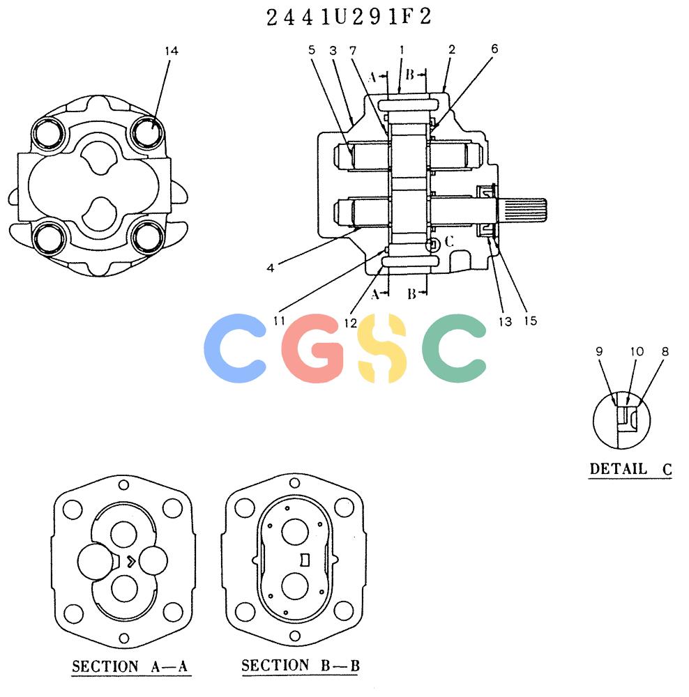 神钢零件查询(K905LC) - MARK II EXCAVATOR BTW YP1001 - YP1281 (1/87-12/03) (11-053) - PUMP ASSY, GEAR Kobelco