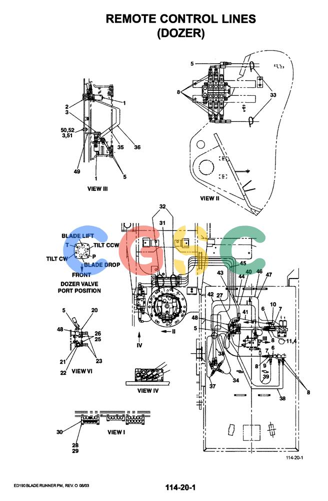 神钢零件查询(ED190LC-6E) - BLADE RUNNER EXCAVATOR/DOZER BTW YL03U0136 - YL03U0292 (1/05-12/06) (01-032[01]) - REMOTE CONTROL LINES (DOZER) Kobelco