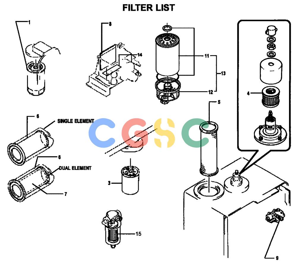 神钢零件查询(ED180) - BLADE RUNNER EXCAVATOR/DOZER ASN YLU0001 (1/99-12/01) (00-001) - FILTER LIST Kobelco