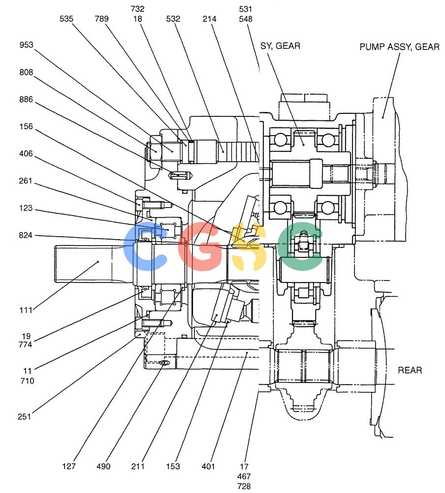 纽荷兰零件查询(E200SRLC) - CRAWLER EXCAVATOR BTW LA04-01506 - LA04-01625 (07-011) - PUMP ASSY New Holland Constructuion