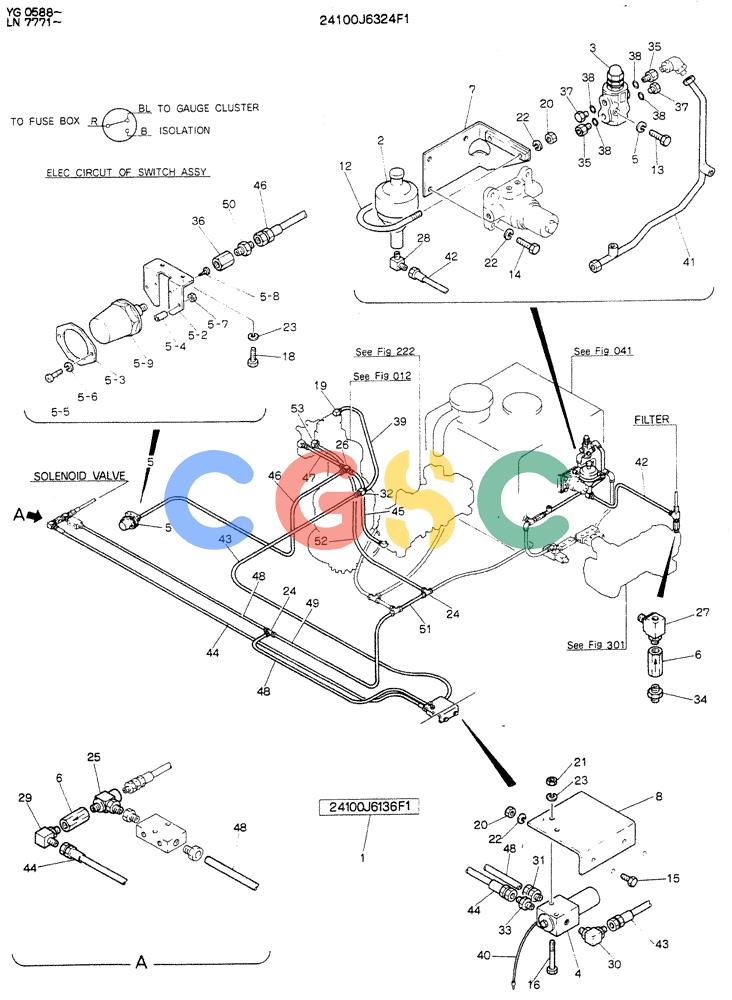 神钢零件查询(K907DLC) - EXCAVATOR ASN YG0501 (1/86-12/03) (03-006) - REMOTE CONTROL ASSY P/N 24100J6324F1 Kobelco