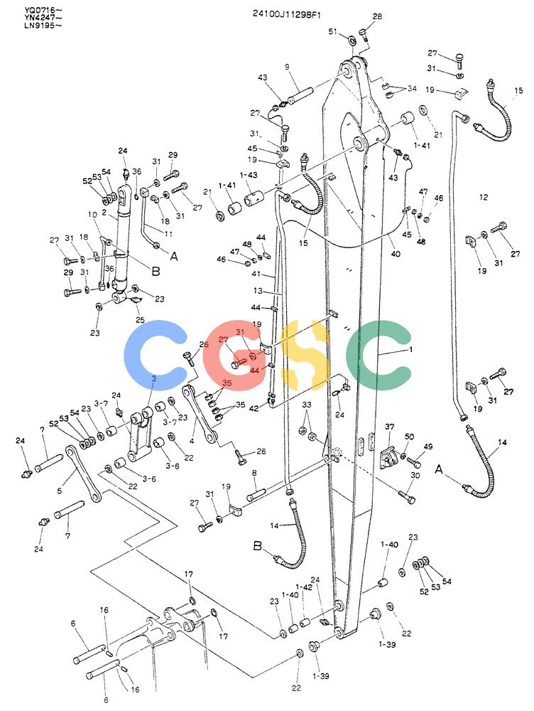 神钢零件查询(K907LC) - MARK II EXCAVATOR ASN YQ0565 (GLOBAL) (1/87-12/03) (09-008) - ARM ASSY, 6.4M Kobelco