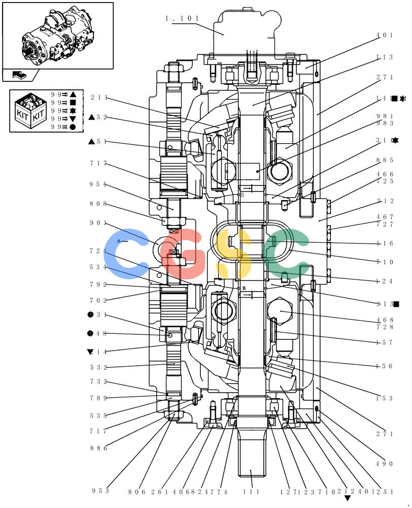 纽荷兰零件查询(E235BSR) - CRAWLER EXCAVATOR (5/07-) (1.030[03]) - HYDRAULIC PUMP - COMPONENTS New Holland Constructuion