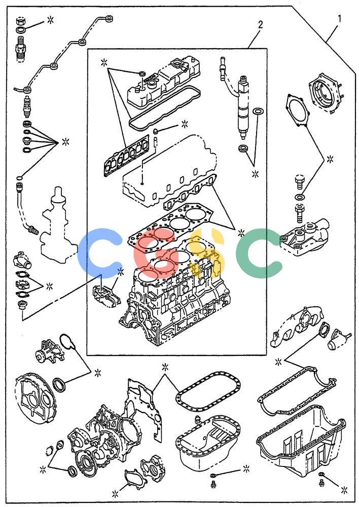 纽荷兰零件查询(E70SR) - MIDI CRAWLER EXCAVATOR ASN YT04-07175 (08-001) - ENGINE GASKET KIT New Holland Constructuion