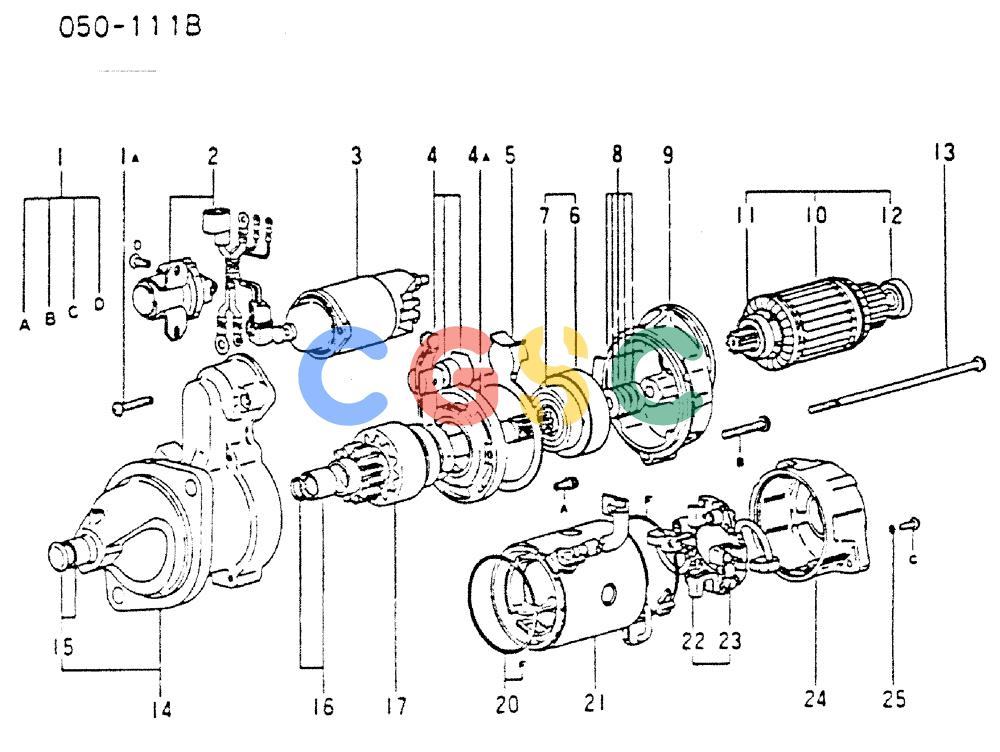 神钢零件查询(MD200C) - EXCAVATOR BTW YQU0701 - YQU2000 (1/80-12/06) (17-063) - STARTER (INNER PARTS) 050-111B Kobelco