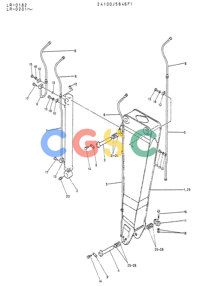 神钢零件查询(K914) - EXCAVATOR ASN LR-0143 (1/79-12/03) (08-033) - BOOM ASSY, FR. Kobelco